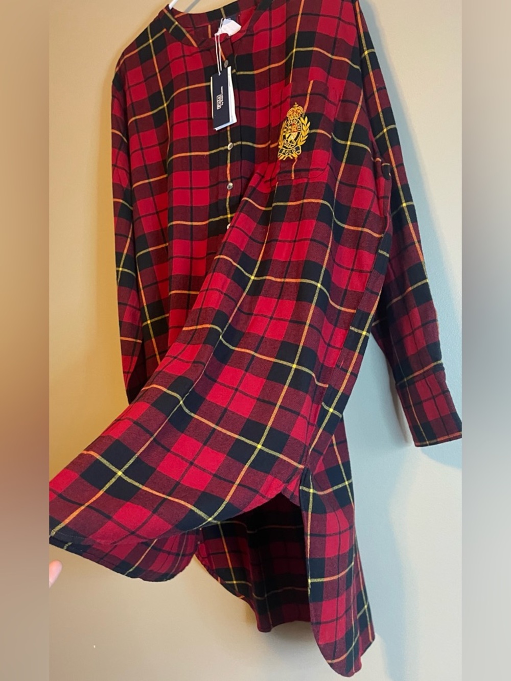 NWT Polo by Ralph Lauren 100% Cotton Henley Long Sleep Shirt Dress - Picture 2 of 9